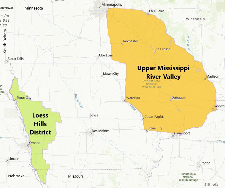 loess hills and driftless area what is iowa known for